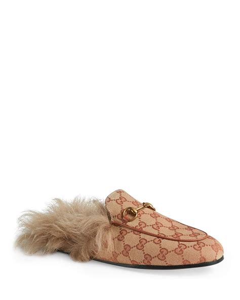 gucci princetown fur-lined gg mule loafers|Gucci princetown loafers women.